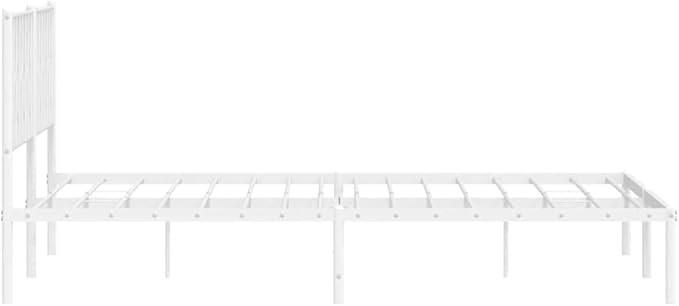 Bed Frame White Steel Double Bed Frame Rectangular Frame for Bedroom