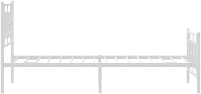 vidaXL Bed Frame White Powder-Coated Steel Single Bed Frame