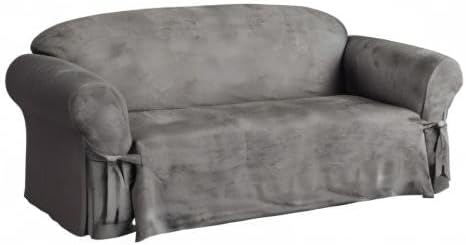 SureFit Soft Suede 1 Piece Sofa Slipcover in Middle Gray