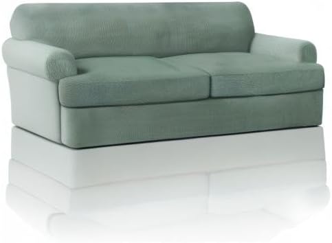 PrinceDeco T Cushion Sofa Slipcover 3 Pieces Sofa Covers for T Cushion Couch Soft Couch Covers Sofa Slip Cover Furniture Covers with 2 Individual T Shape Seat Covers Width Up to 88", Sage