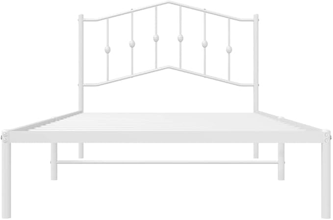 Metal Bed Frame with Headboard, 39.4x78.7 Inches Twin Size, Sturdy Steel Platform Base with Storage Options, Breathable Design for Airflow, Modern Style for Small Spaces