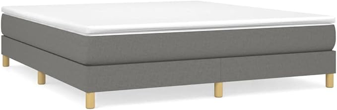 Bed Frame Dark Gray Polyester, Plywood, Engineered Wood King Furniture Bed Frame for Hotel Apartment