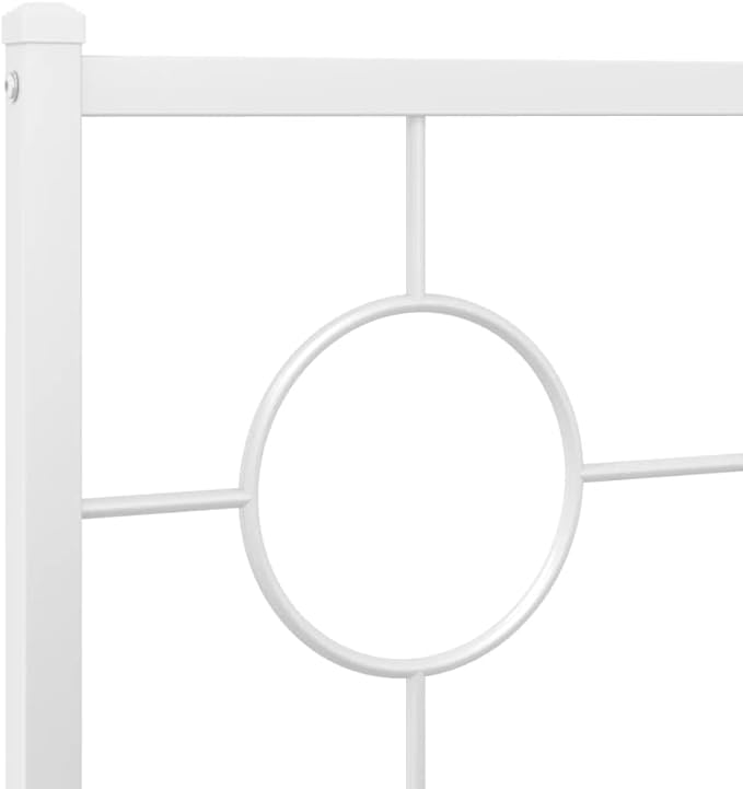 vidaXL Bed Frame White Powder-Coated Steel King Size Bed Frame