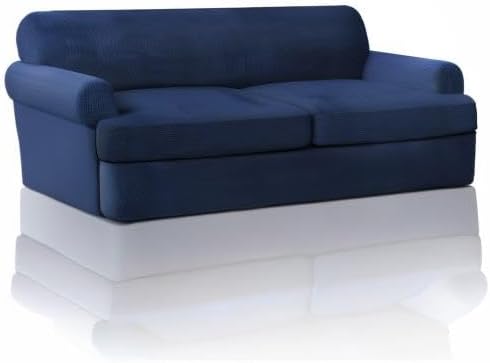 PrinceDeco T Cushion Sofa Slipcover 3 Pieces Sofa Covers for T Cushion Couch Soft Couch Cover Sofa Slip Covers Furniture Covers with 2 Individual T Shape Seat Cover Width Up to 88", Navy