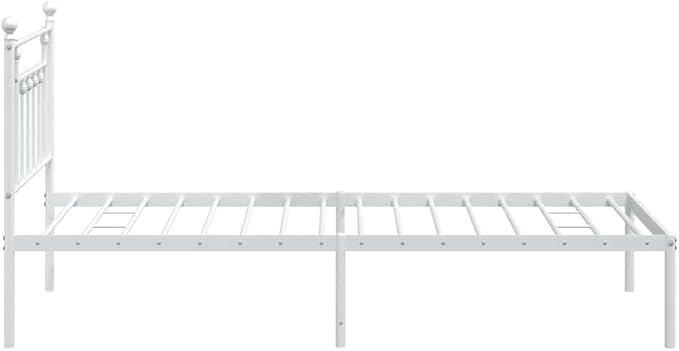 White Powder-Coated Steel Single Bed Frame Modern Platform Bed Bedroom Furniture Sturdy Mattress Support No Box Spring Needed Easy Assembly for Dorm Room Camas