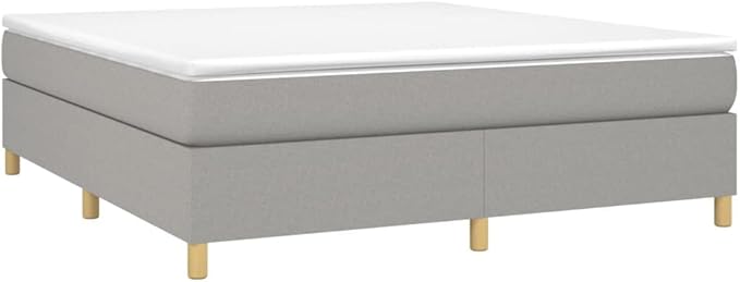 Bed Frame Light Grey Polyester, Plywood, Engineered Wood King Single Bed Double Bed for Bedroom Apartment