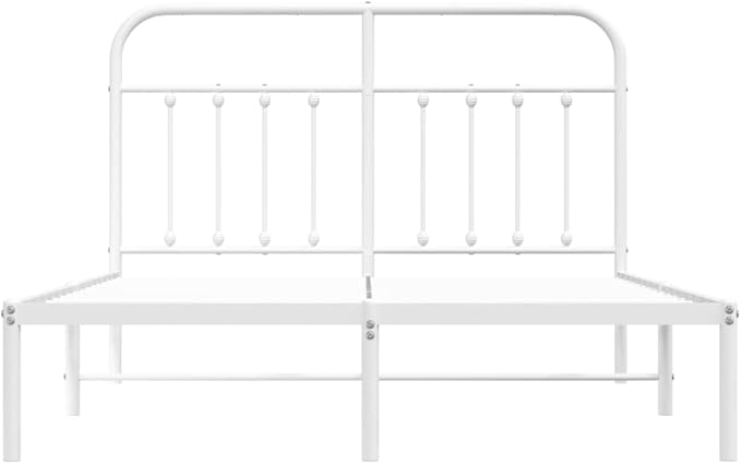 Bed Frame White Steel Double Size Bed Frame Rectangular Bedroom Furniture headboard for Living Room