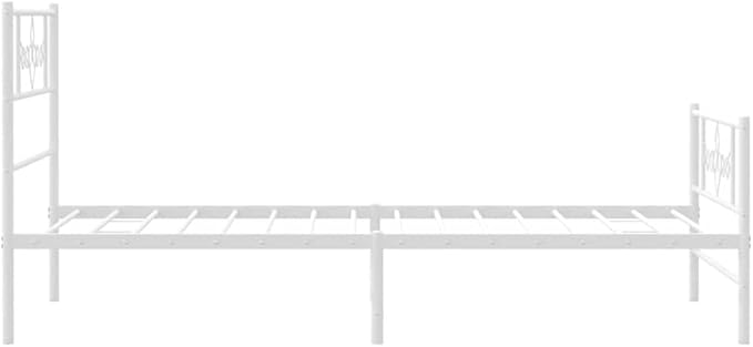 Modern Single Metal Bed Frame with White Finish, Sturdy Steel Construction for Bedroom, Easy Assembly, Compact Size 39.4" x 78.7" for Guest Room or Small Space
