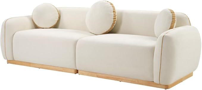 90.94'' Modern Sofa- 3 Seater Sofa, Comfy Sofa Couch with Extra Deep Seats, Upholstered Boucle Couch for Living Room Apartment Lounge (White)