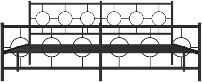 vidaXL Bed Frame Black Powder-Coated Steel Full Bed Frame Rectangular