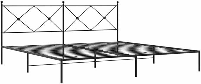 vidaXL Bed Frame Black Powder-Coated Steel Double Bed Bed Frame