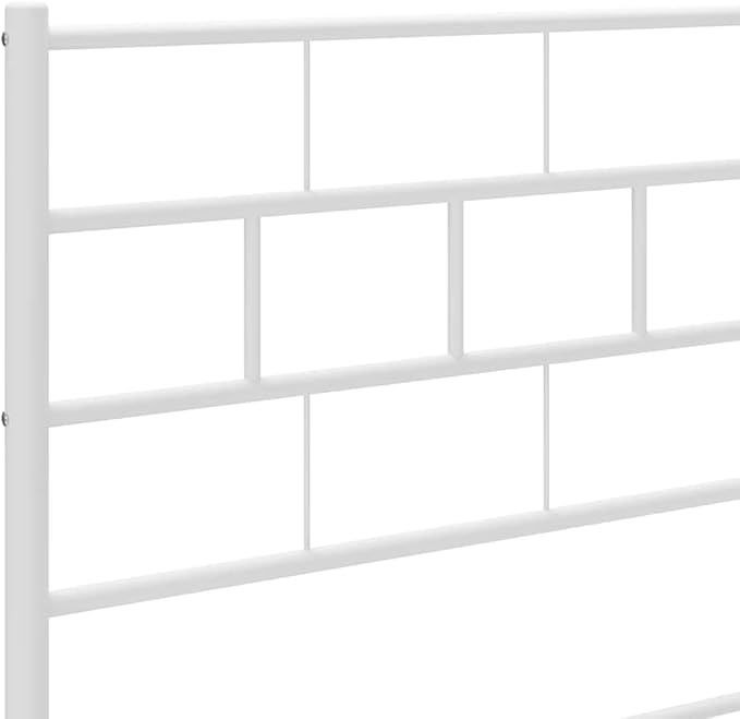 Queen Metal Platform Bed Frame 53x75 in Heavy Duty White Powder Coated Steel with 11.8 in Under Bed Storage Minimalist Modern Bedroom Furniture for Guest Master Bedroom