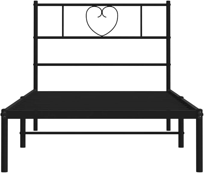 Modern Black Metal Bed Frame with Powder-Coated Steel, Contemporary Single Sleeper Platform for Bedroom and Guest Room
