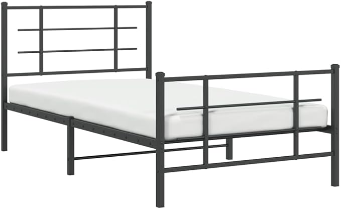 Black Metal Bed Frame with Powder-Coated Steel, Modern Design for Single Occupants, Durable Sturdy Construction, Compact 39.4 x 78.7 Inches, Easy Assembly for Bedroom