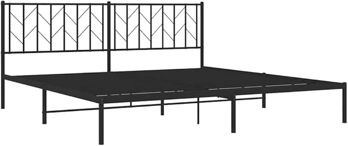 Bed Frame Black Powder-Coated Steel Double Size Bed Frame Sturdy Metal for Bedroom