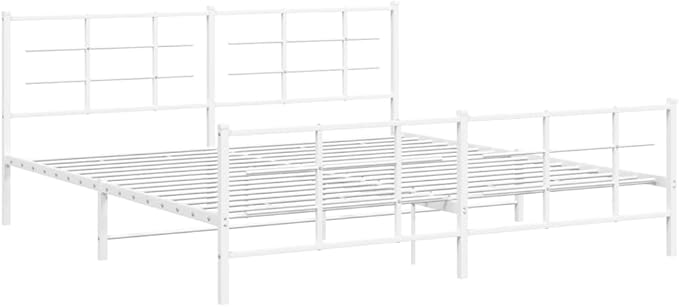 Modern Full Bed Frame with Sturdy Powder-Coated Steel, Elegant White Finish for Adults and Guest Rooms, Durable Sleek Design Fits Standard Mattress