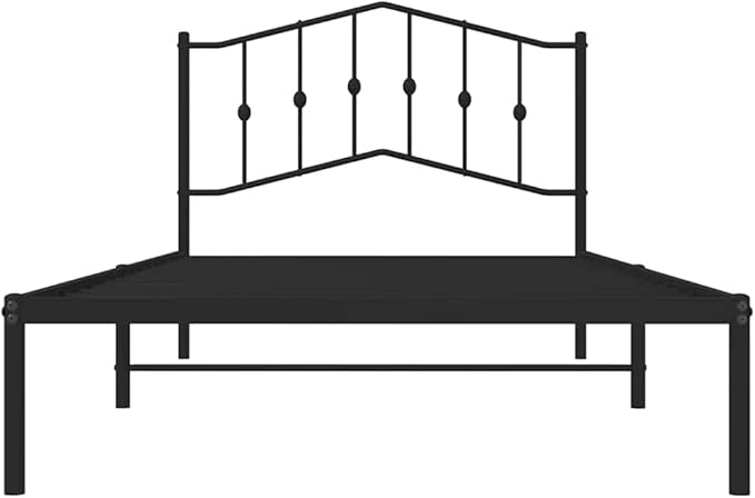 Modern Single Bed Frame with Black Finish, Sturdy Steel Construction and Metal Slats for Maximum Support up to 220.5 lb, Space-Saving Design Ideal for Bedroom or Guest Room