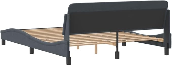 Light Gray Velvet Bed Frame with Storage, Modern Single Size Upholstered Platform for Small Spaces Dark Gray, 61.8 x 85.8 x 29.3 in