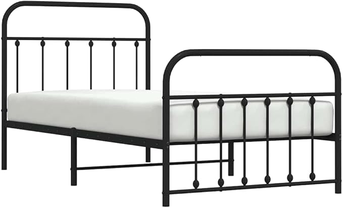 Bed Frame Black Powder-Coated Steel Twin Bed Frame Rectangular Bedroom Furniture headboard for Bedroom