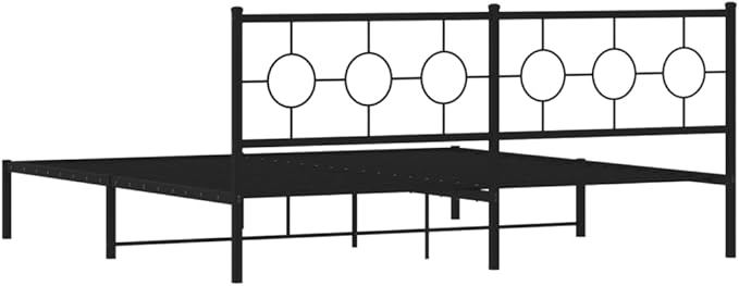 vidaXL Black Metal King Bed Frame - Industrial Style 76"x79.9" with Headboard, Sturdy Steel Construction & Extra Under-Bed Storage Space