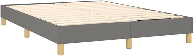Bed Frame Dark Grey Polyester Queen Rectangular Modern Single Bed