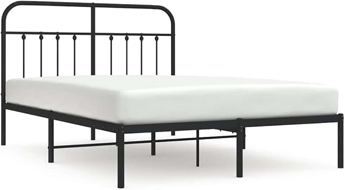 Bed Frame Black Powder-Coated Steel Queen Bed Frame headboard for Living Room 59.1x78.7 in