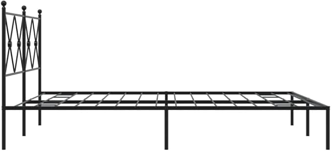 Modern Black Metal Bed Frame with Sturdy Steel Construction, 59.1 x 78.7 Inches, Easy Assembly for Bedroom or Guest Room, Elegant Design and Durable Support