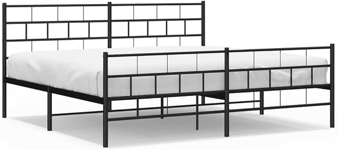 86" x 74" Black Full Metal Bed Frame, Modern Platform Design, Heavy-Duty Powder-Coated Steel, 35" H Ample Under-Bed Storage, Noise-Free Support for Bedroom and Guest Room