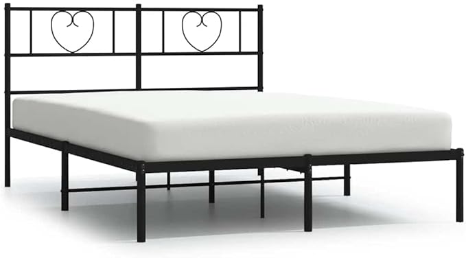 Modern Full Bed Frame with Storage, Sturdy Headboard, and Sleek Black Powder-Coated Steel Design for Adults and Guest Rooms