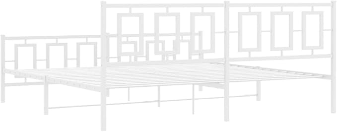 vidaXL Bed Frame White Powder-Coated Steel Full Bed Frame Rectangular