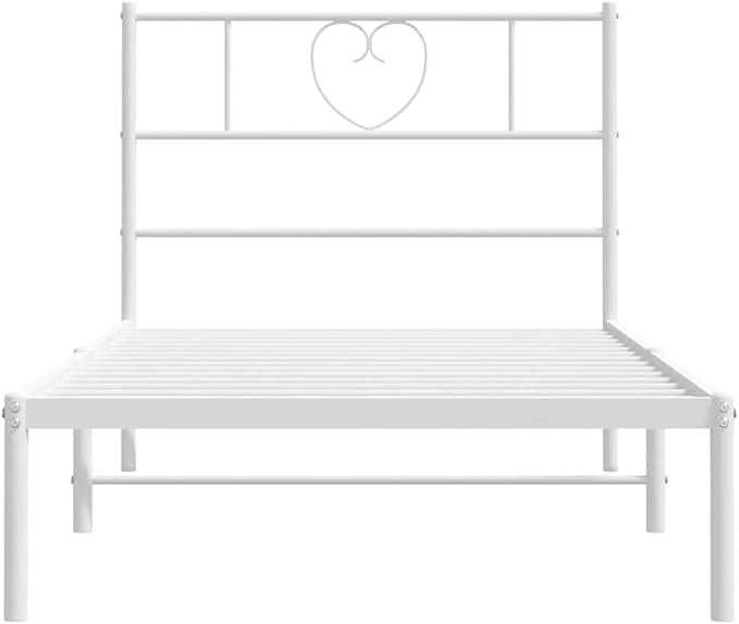 Modern White Metal Bed Frame with Underbed Storage, Minimalist Single Bed Platform for Small Spaces, Durable Steel Construction, Guest Room Ready