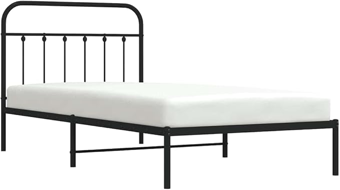 Bed Frame Black Powder-Coated Steel headboard Bed Frame for Bedroom 39.4x78.7 in