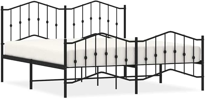 Modern Double Bed Frame with Sturdy Powder-Coated Steel, 72x84 Inch Mattress Size, Black Sleek Design for Contemporary Bedroom, Durable and Easy Assembly
