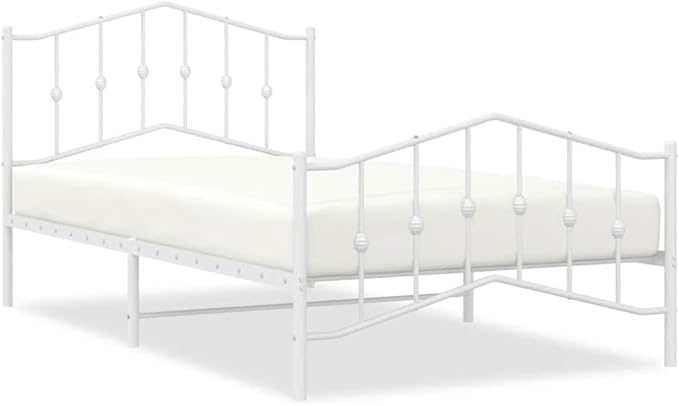 Stylish White Metal Twin Bed Frame with Classic Design, Durable Powder-Coated Steel Structure for Modern Bedroom Decor and Guest Room Use