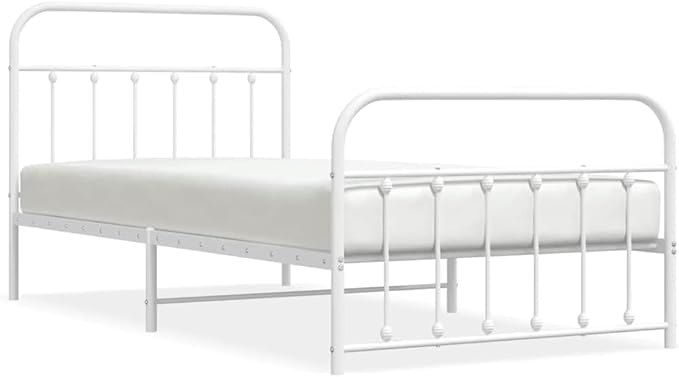 Bed Frame White Powder-Coated Steel Single Bed Frame Bedroom Furniture headboard for Living Room