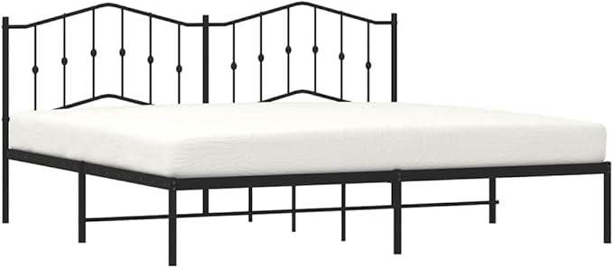 Modern Black Metal Bed Frame 76x80 Inches, Sturdy Steel Platform Bed with Slat Support, Easy Assembly Indoor Bedroom Furniture for Mattress Foundation
