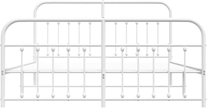 Bed Frame White Powder-Coated Steel Full Bed Frame Rectangular headboard Bedroom Furniture for Bedroom