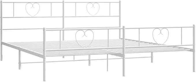 Modern White Double Metal Bed Frame with Under Bed Storage, Sturdy Durable Platform Bed for Adults, Minimalist Design for Bedroom or Guest Room