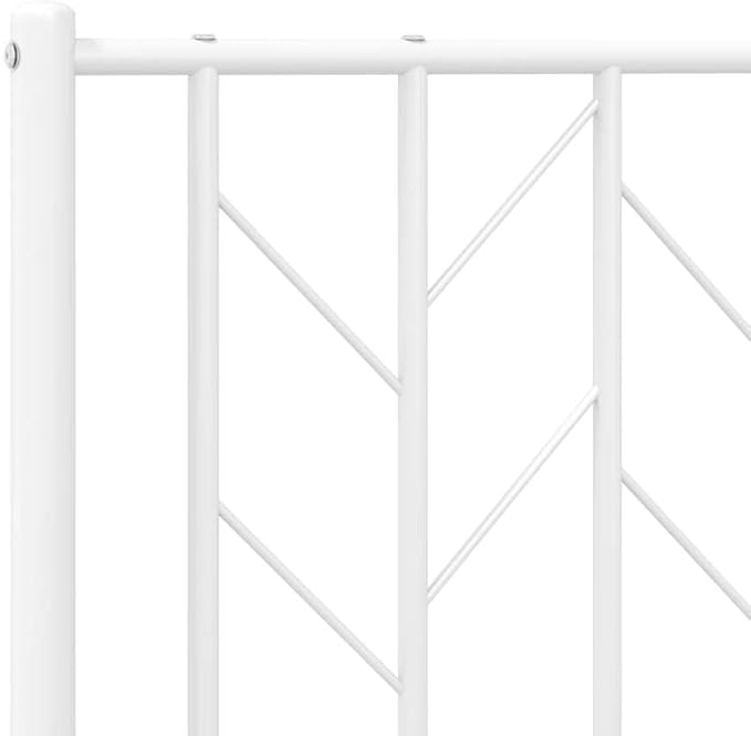 Bed Frame White Steel Full Bed Frame Rectangular Modern Adult for Bedroom