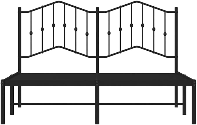 King Size Metal Bed Frame with Headboard, Powder-Coated Steel Structure, Modern Black Design, Under-Bed Storage Space, Easy Assembly for Bedroom or Guest Room