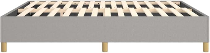 Bed Frame Light Grey Polyester, Plywood, Engineered Wood King Single Bed Double Bed for Bedroom Apartment