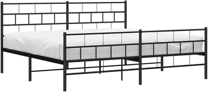 86" x 74" Black Full Metal Bed Frame, Modern Platform Design, Heavy-Duty Powder-Coated Steel, 35" H Ample Under-Bed Storage, Noise-Free Support for Bedroom and Guest Room