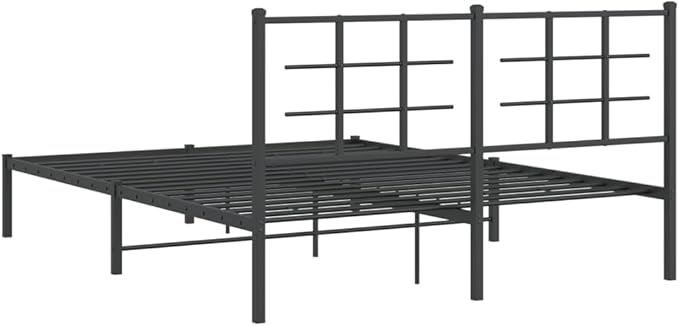 King Size Metal Bed Frame with Headboard, Modern Design with Under Bed Storage Space, Heavy-Duty Steel Construction for Stability, Breathable Fabric for