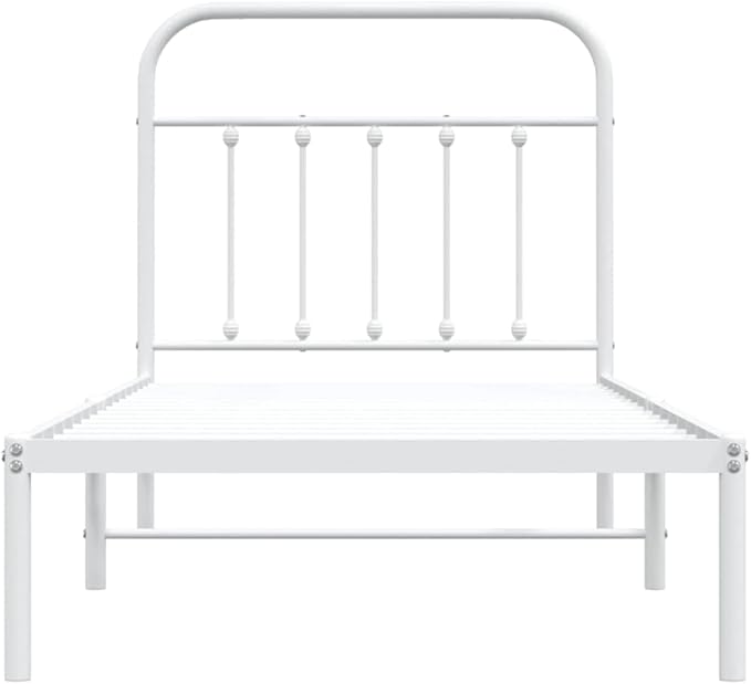 Bed Frame White Powder-Coated Steel Twin Durable Bed Frame headboard Bedroom Furniture for Bedroom