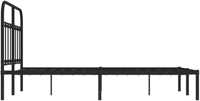 Bed Frame Black Powder-Coated Steel headboard Queen Bed Frame for Guest Room 47.2 x 78.7 in