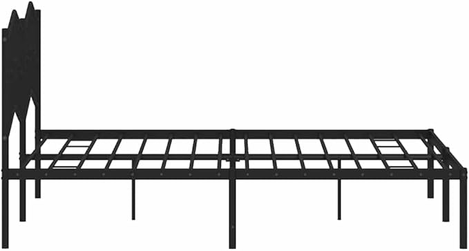 King Size Metal Bed Frame with Headboard, Sturdy Powder-Coated Steel Construction, 61.4" x 81.5" Dimensions, Under-Bed Storage Space, Modern Black Finish for Bedroom or Guest