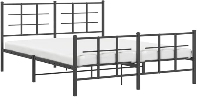 Modern King Size Metal Bed Frame with Footboard and Under Bed Storage Space, Sturdy Powder-Coated Steel Construction for Bedroom, Easy Assembly with
