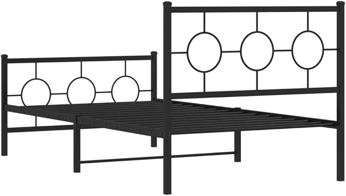 vidaXL Bed Frame Black Metal Bed Frame Rectangular Industrial
