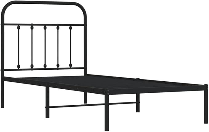 Bed Frame Black Powder-Coated Steel Twin Industrial Bed Frame headboard Bedroom Furniture for Guest Room