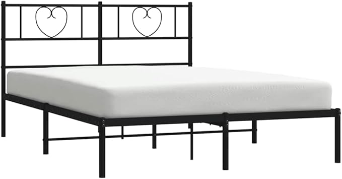 Modern Full Bed Frame with Storage, Sturdy Steel Platform and Comfortable Headboard for Adults and Guest Rooms, Minimalist Design in Sleek Black Finish